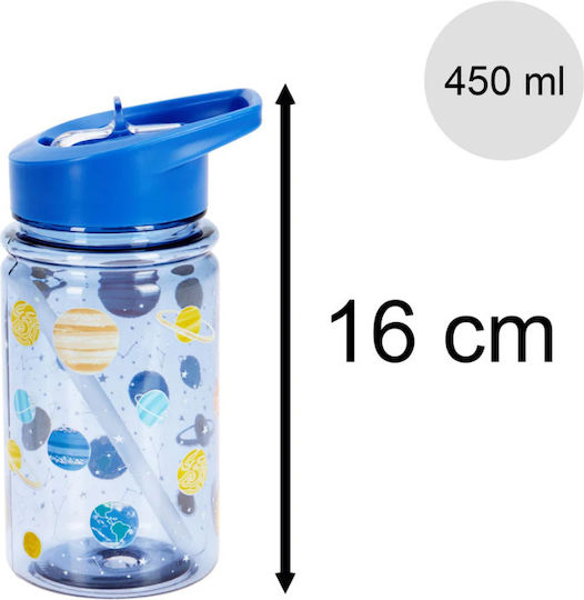 Gezellig Kids Water Bottle Plastic with Straw 450ml