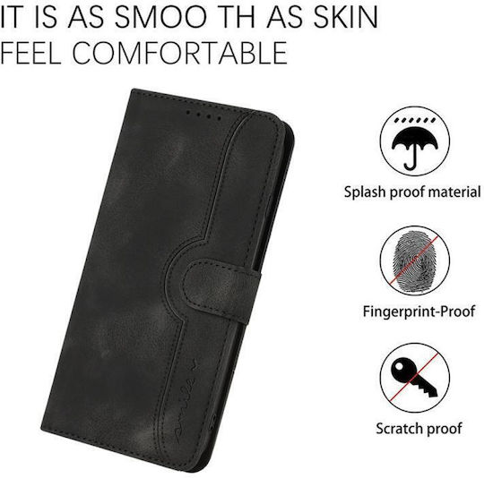 Heart Pattern Wallet Leather / Silicone Black (Honor 50 Pro)