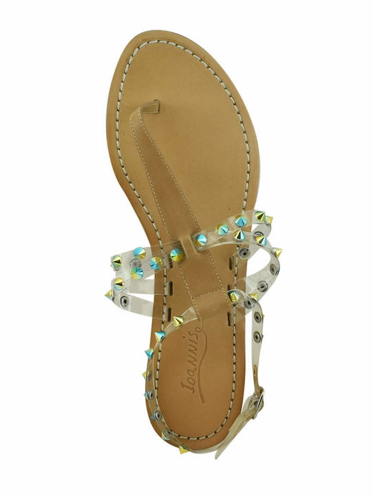 Leder Flache Sandalen für Damen mit Riemen in Braun Farbe