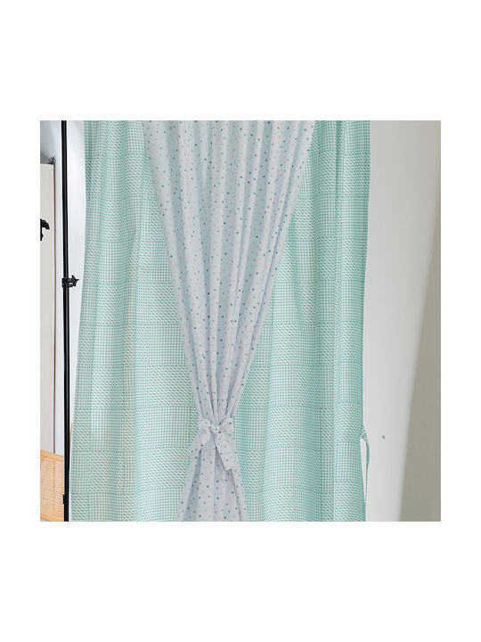 Palamaiki Curtain with Tab Top Bon Bon Turquoise 170x270cm