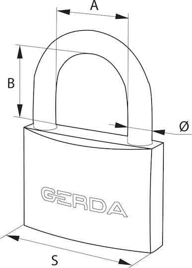 Gerda Ατσάλινο Λουκέτο Πέταλο με Κλειδί 32mm Μαύρο