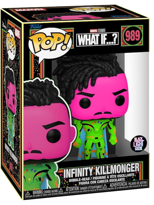 Funko Pop! Tees Marvel: Ce-ar fi dacă...? - Infinity Killmonger (Neon) (XL) (Lumină neagră) (XL) Bobble-Head Ediție Specială
