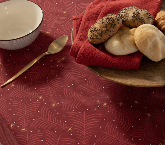 Nef-Nef Homeware December Weihnachtlich Tischtuch Stoff Rot L140xB140cm.