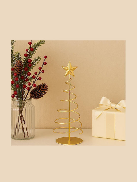 Christmas Decorative Illuminated Metal Tree 39cm Gold