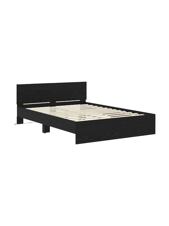 Bed Queen Wooden Black Beech with Slats for Mattress 160x200cm