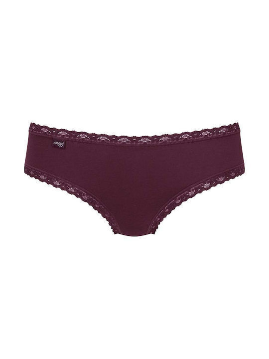 24/7 Weekend Hipster Βαμβακερά Women's Slip 3Pack with Lace Pink/Yellow/Bordeaux