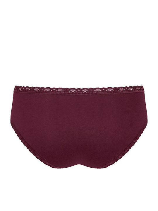 24/7 Weekend Hipster Βαμβακερά Women's Slip 3Pack with Lace Pink/Yellow/Bordeaux