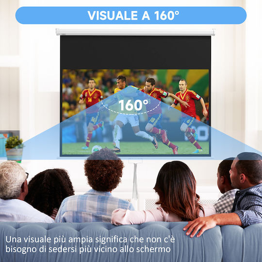 HomCom Οθόνη Προβολής Projector Οροφής με Λόγο Εικόνας 16:9 172x96cm / 80"