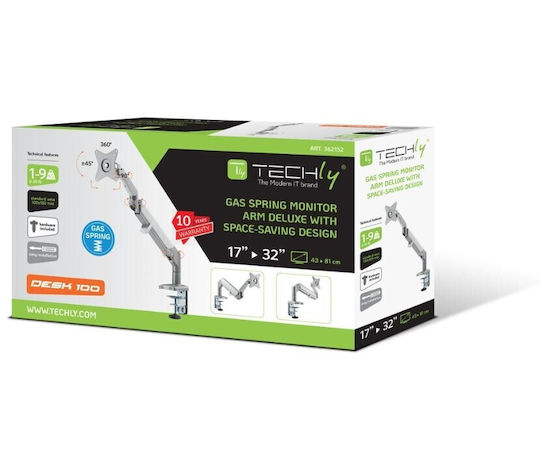 Techly Lcd Halterung Auf dem Schreibtisch Monitor bis 32" mit Arm
