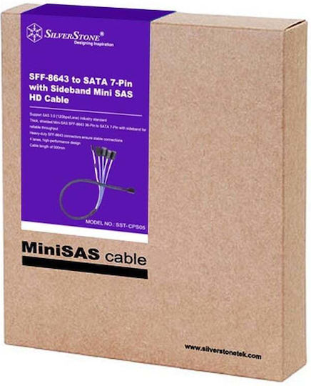 Silverstone Mini SAS - 7-Pin SATA III Cablu 50cm Black (SST-CPS05)