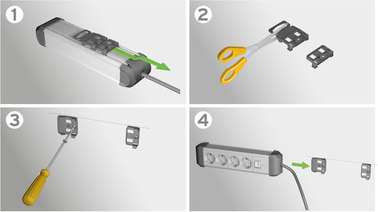 Brennenstuhl Power Strip with Surge Protection 6 Positions with Switch and Cable 3m