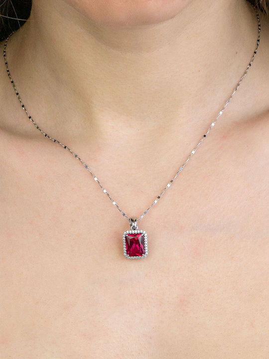 Kiriakos Gofas Solitaire Necklace Made of 14K Red White Gold