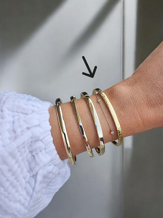 Lunaorocreations Women's Hammered Handcuff Bracelet Yellow Gold 14K Small