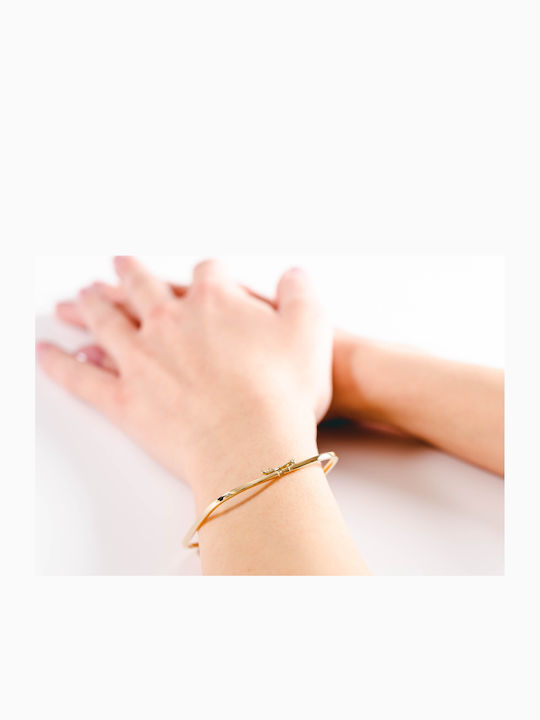Lunaorocreations Women's Bracelet Handcuff Square Yellow Gold 14K Small