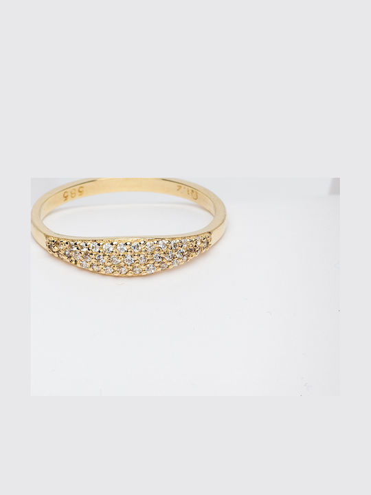 Lunaorocreations Damenring Zirkon Steine Gelbes Gold 14 Karat