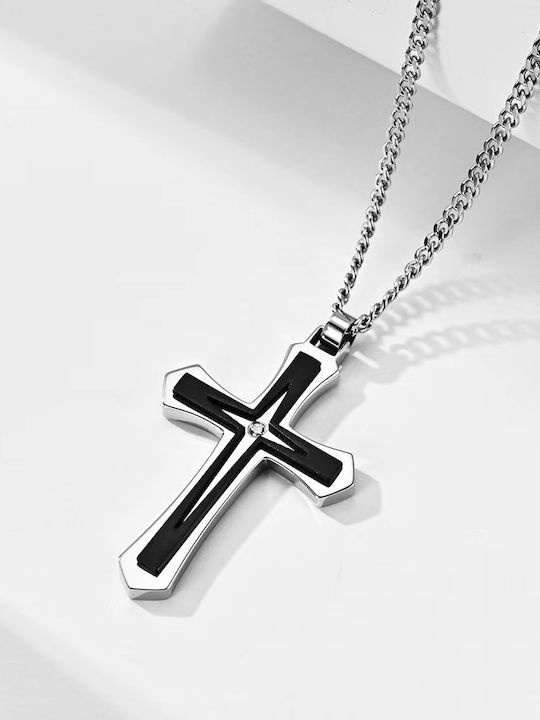 Legend Accessories Black Men's Cross from Steel with Chain
