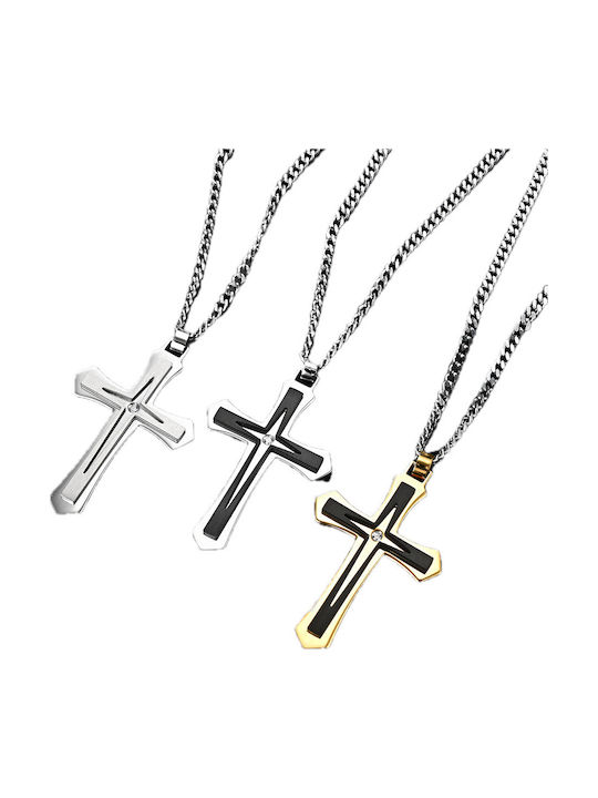 Legend Accessories Ανδρικός Σταυρός από Ατσάλι με Αλυσίδα