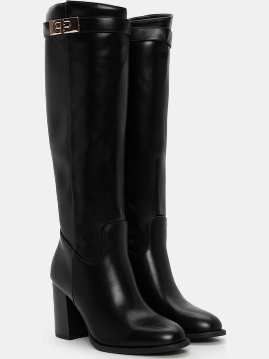Wildleder Damenstiefel mit hohem Absatz Schwarz