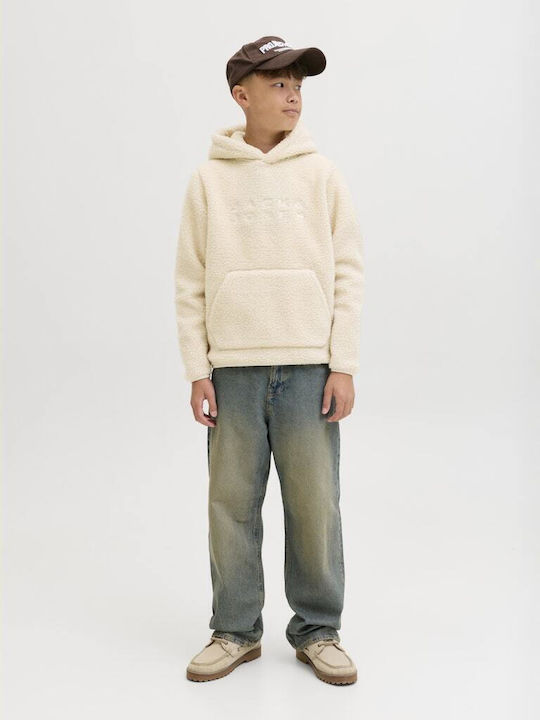 Fleece Kids Sweatshirt with Hood Beige Jones