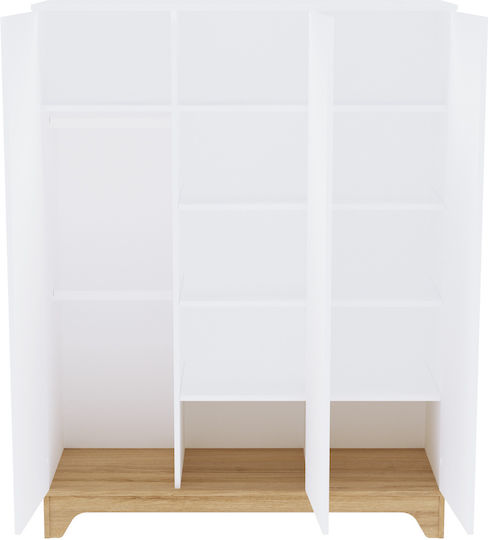 Three Door Wardrobe White 135x50x177cm