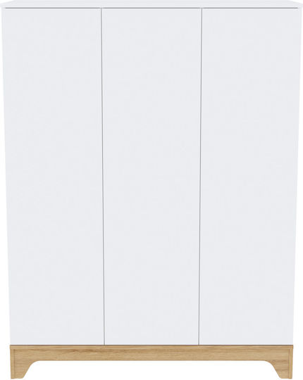 Three Door Wardrobe White 135x50x177cm