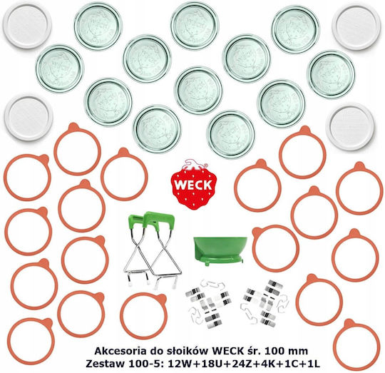 Weck Set of 6 General Use Glass Jars with Transparent Lid 1500ml 6 Pieces