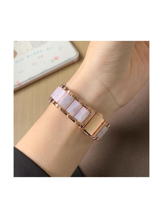Metallisches Tragbare Band Uhren Resin Samsung Galaxy Watch 7 6 5 FE Rose Gold Weiß