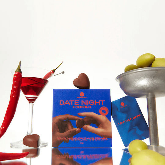 Oh Collective Date Night Bonbons Cremiger Karamell-Füllung Schokoladen Αφροδισιακά Σchokoladentäfelchen Maca Ginseng & Liboost 50gr