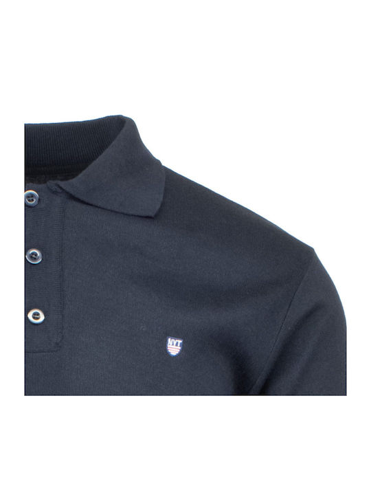 Men's Long Sleeve Polo Blue Hermes Navy
