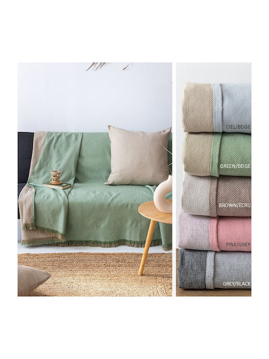 Palamaiki Oba Three-Seater Sofa Throw 2 Sides 170x300cm Green Beige