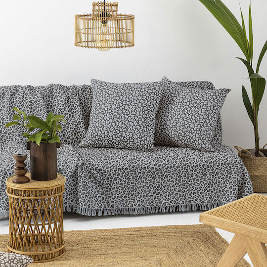 Palamaiki Lepard Cuverturi Pentru Canapea 3 Locuri 180x300cm Gri