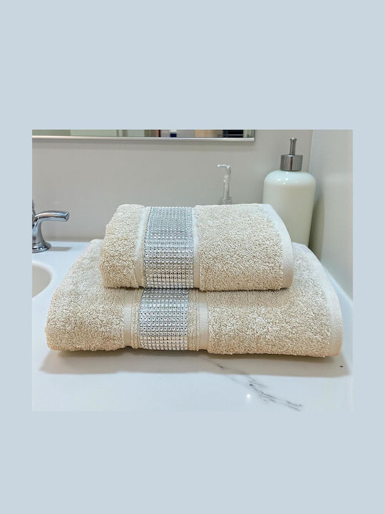 Linea Home Πετσέτα Προσώπου Μπεζ 2τμχ Βάρους 500gr/m²