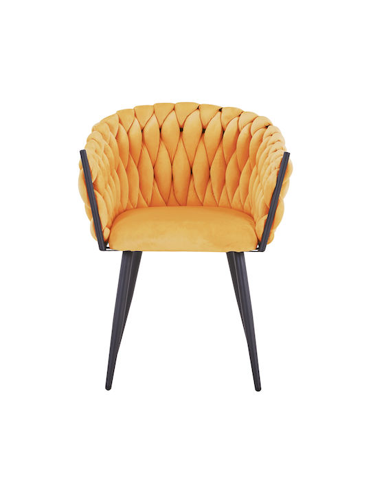Vivian Dining Room Velvet Armchair Yellow 61x55x80cm 2pcs