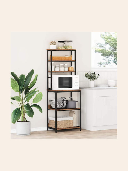 vidaXL Wooden Kitchen Rack 6 Tiers Brown 60x40x168cm