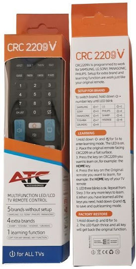 ATC Universal Fernbedienung 03.005.0234 für Τηλεοράσεις , Samsung , Sony , Panasonic , Toshiba , Grundig , LG , Philips , Scharf und Hisense 5200149940501