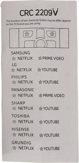 ATC Universal Fernbedienung 03.005.0234 für Τηλεοράσεις , Samsung , Sony , Panasonic , Toshiba , Grundig , LG , Philips , Scharf und Hisense 5200149940501