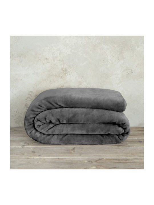 Nima Coperta Κουβέρτα Βελουτέ Μονή 160x220εκ. Dark Gray