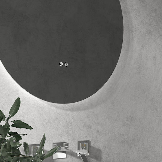 Kleankin Round Bathroom Mirror Led Touch made of Plastic 60x60cm White