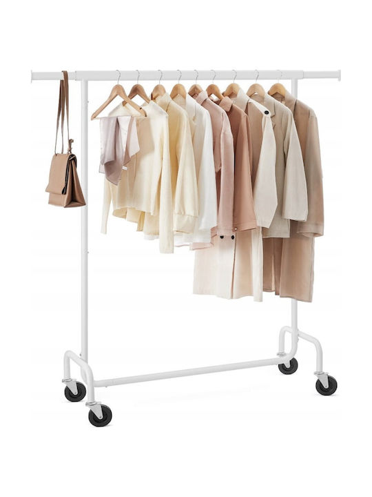 Leobert Wheeled Floor Garment Rack made of Metal White 150x45x160cm