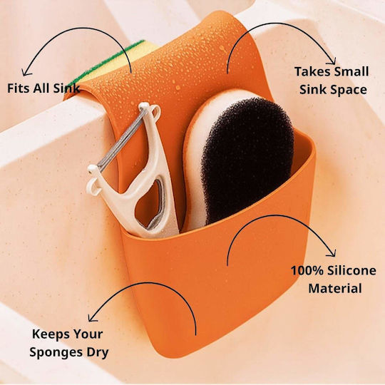 Uncle George Uncle George Plastic Orange Sponge Holder Kitchen Sink Organizer