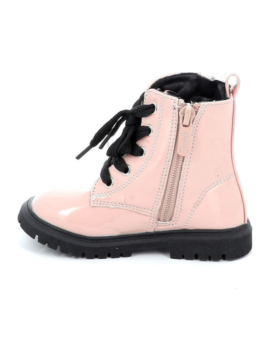 Kids Boots from Patent Leather with Zipper & Lights Pink