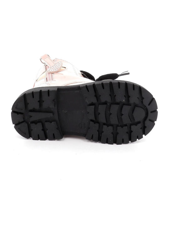 Kids Boots from Patent Leather with Zipper & Lights Pink
