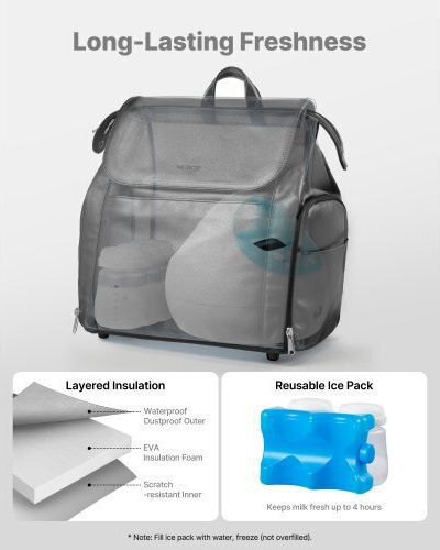 Rucsac Pentru Pompa de Sân Vevor Geantă Pentru Alăptare Pachet Cu Gheață Potrivită S1/s2 Accesorii Pentru Pompare & Depozitare Lapte Matern Husă Portabilă Pentru Pompă Muncă Călătorii Utilizare Familială Negru