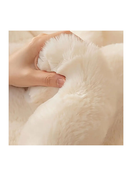 SpitiBazaar Rabbit Fluffy Throws Set 3 Pcs Fur Light Gray