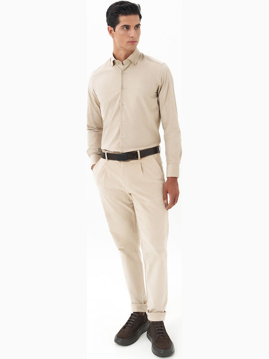 Long-sleeved Corduroy Shirt Beige