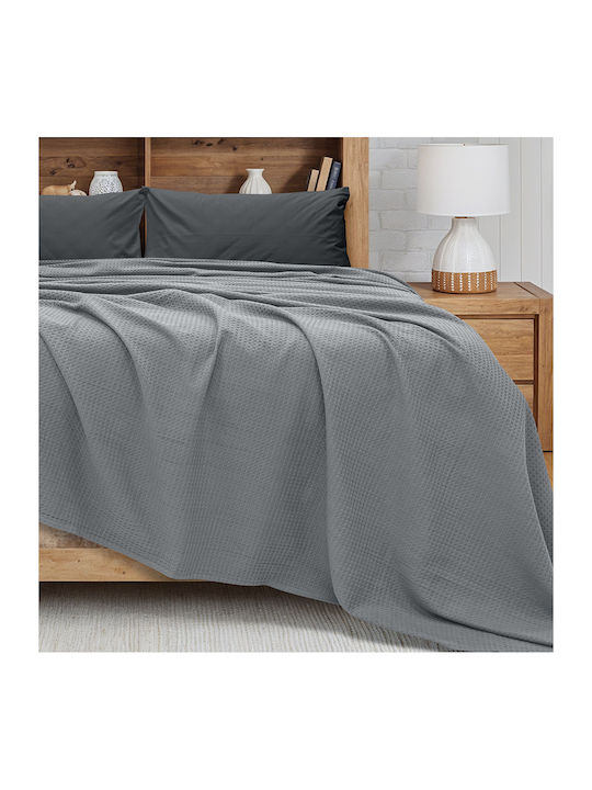 Lino Home Cocoon Κουβέρτα Πικέ Μονή 170x240εκ. Γκρι