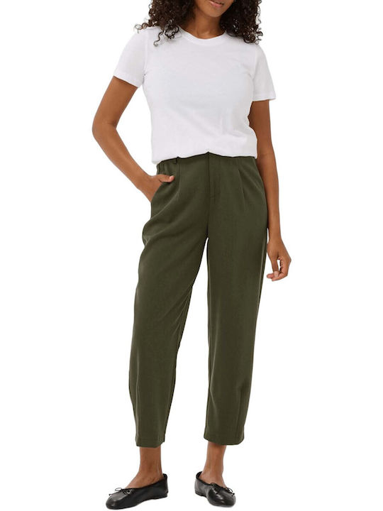 Kaffe Damen Hoch tailliert Stoff Capri Hose Green Kaffe Damen Hoch tailliert Stoff Capri Hose Green