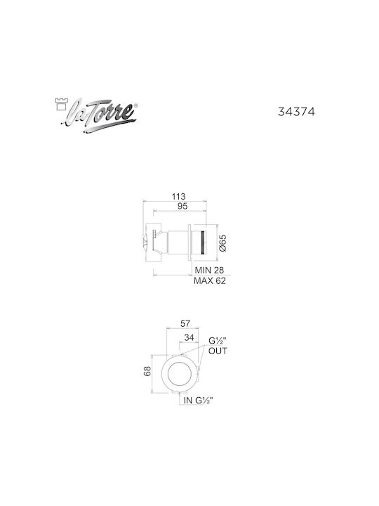 Armando Vicario Mooi Built-in Faucet Mixer for Shower 2 Exits Inox Silver