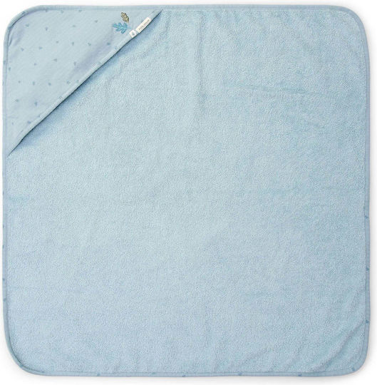 Little Dutch Baby Hooded Bath Towel with Hood Pure Denim Blue 100x100cm