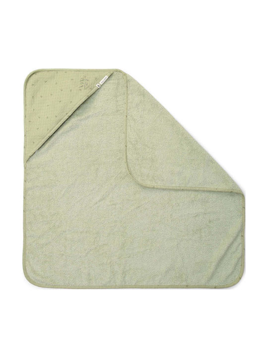 Little Dutch Βρεφική Κάπα-Μπουρνούζι με Κουκούλα Pure Sage 75x75εκ.